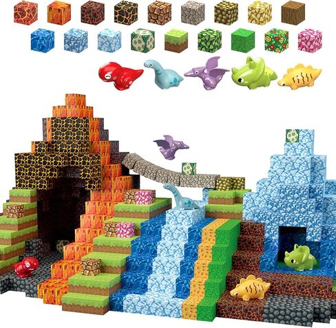 200PCS Magnetic Blocks Building Toys, 1" Light Up Building Blocks Magnet Cubes Tiles for Toddlers Boys Girls 3+, Build 3D World STEM Sensory Construction Toys in Saudi Arabia