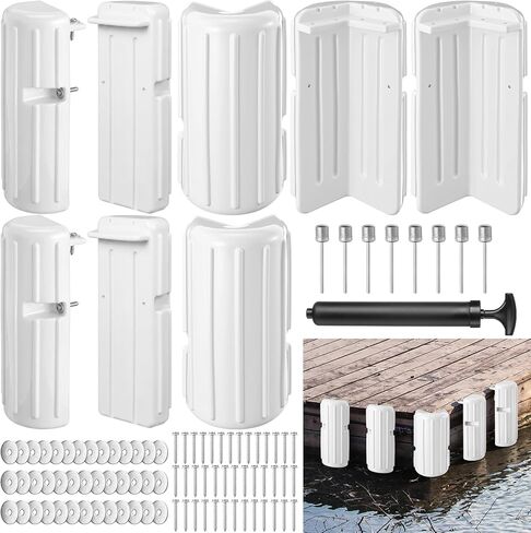 Timtin Dock Corner Bumper Fender نفخ مصدات قفص الاتهام للحماية الرأسية والزاوية من مادة PVC الناعمة المقاومة للأشعة فوق البنفسجية تتضمن أجهزة تركيب من الفولاذ المقاوم للصدأ 15.2 × 6 × 4.5 بوصة in Kuwait