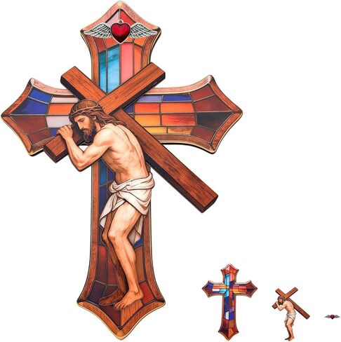 Goodangie00 Wooden Cross Wall Decor - 14" Vintage Christian Blessed Crucifix Wall Art Hanging Decoration for Church Home Living Room, Entryway, Prayer Corner Gift in Saudi Arabia