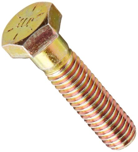 Steel Hex Bolt, Grade 8, Zinc Yellow-Chromate Plated Finish, Hex Head, External Hex Drive, Meets ASME B18.2.1/SAE J429, 2" Length, Partially Threaded, 7/16"-14 Threads (Pack of 10) in Saudi Arabia