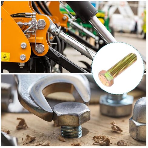 مسامير سداسية من METALLIXITY (9/16-12x2) 4 قطع، براغي آلة من الفولاذ الكربوني المطلي بالزنك ملولبة بالكامل UNC برأس سداسي - لإصلاح الأثاث، أصفر أخضر in Kuwait