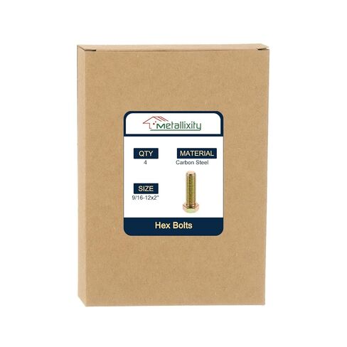 مسامير سداسية من METALLIXITY (9/16-12x2) 4 قطع، براغي آلة من الفولاذ الكربوني المطلي بالزنك ملولبة بالكامل UNC برأس سداسي - لإصلاح الأثاث، أصفر أخضر in Kuwait