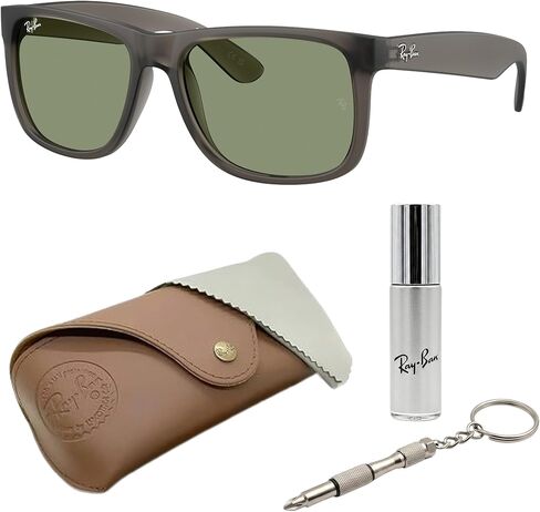 Ray-Ban RB4165 JUSTIN نظارة شمسية مربعة الشكل مستقطبة مع مجموعة أدوات نظارات - مقاس منخفض - نظارة شمسية مربعة مثالية للارتداء الرسمي والعادي in Kuwait