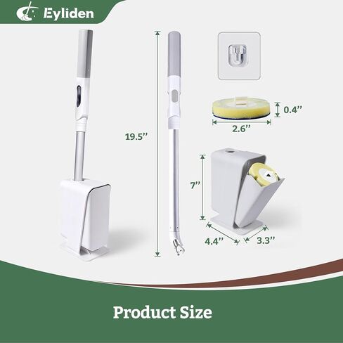 طقم عصا المرحاض من Eyliden مع 40 عبوة إعادة التعبئة، فرشاة مرحاض للاستعمال مرة واحدة مع رؤوس إسفنجية مبللة مسبقًا، آلية النقر بدون استخدام اليدين، حامل تثبيت على الحائط، أبيض in Kuwait