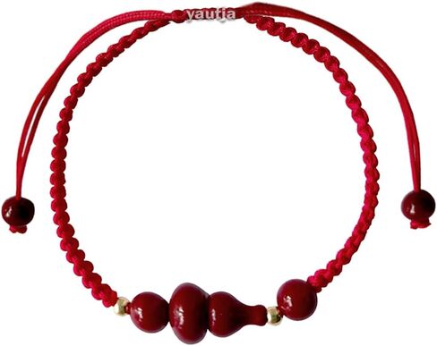 Feng Shui Red String Protection Bracelet Handmade Traditional Kabbalah Adjustable Rope with Wu Lou Beads, Protection Against Evil Eye, Good Fortune, Health Charm,Wealth in Saudi Arabia