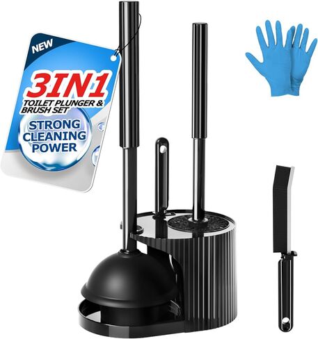 FORASTO 3 in 1 Toilet Brush and Plunger Set,Toilet Bowl Brush Plunger Set,Toilet Brush Plunger Combo,Cleaning Brush,Cleaning Supplies, Crevice Cleaning Brush, Bathroom Cleaning Tools in Saudi Arabia
