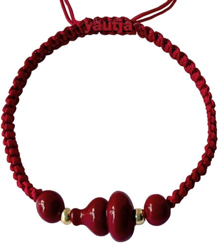 Feng Shui Red String Protection Bracelet Handmade Traditional Kabbalah Adjustable Rope with Wu Lou Beads, Protection Against Evil Eye, Good Fortune, Health Charm,Wealth in Saudi Arabia