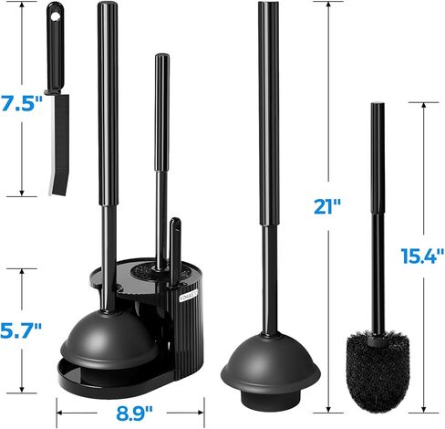 FORASTO 3 in 1 Toilet Brush and Plunger Set,Toilet Bowl Brush Plunger Set,Toilet Brush Plunger Combo,Cleaning Brush,Cleaning Supplies, Crevice Cleaning Brush, Bathroom Cleaning Tools in Saudi Arabia