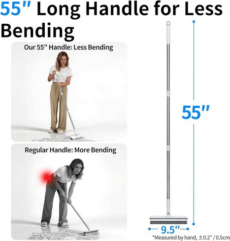 Floor Scrub Brush with 55" Long Handle, 2-in-1 Floor Brush with Built-in Squeegee, Adjustable Angle Head and Stiff Bristles for Tile, Wood, Concrete & Textured Floor Cleaning in Saudi Arabia