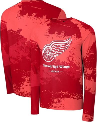 تي شيرت FOCO NHL للرجال ذو الشعار الأساسي الرسمي Wordmark Paint Stroke من البوليستر بأكمام طويلة in Kuwait