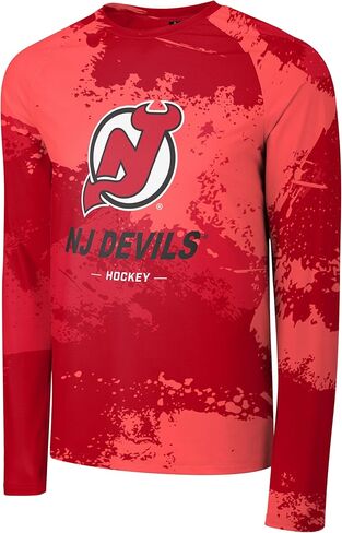 تي شيرت FOCO NHL للرجال ذو الشعار الأساسي الرسمي Wordmark Paint Stroke من البوليستر بأكمام طويلة in Kuwait