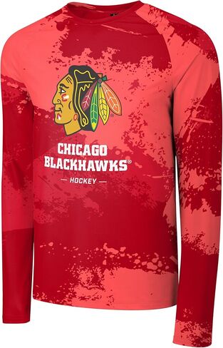 تي شيرت FOCO NHL للرجال ذو الشعار الأساسي الرسمي Wordmark Paint Stroke من البوليستر بأكمام طويلة in Kuwait