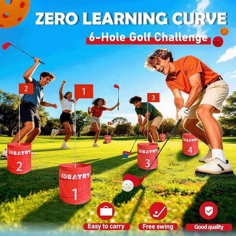 Ultimate 6 Holes Backyard Outdoor Golf Games with 2 Adjustable Clubs, Lawn Golf Game for Adults to Practice, Idea for Family Camping/Party/Beach in Saudi Arabia