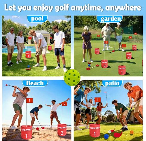 Ultimate 6 Holes Backyard Outdoor Golf Games with 2 Adjustable Clubs, Lawn Golf Game for Adults to Practice, Idea for Family Camping/Party/Beach in Saudi Arabia