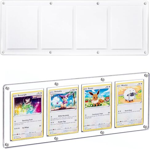 Wigearss 4 Slots 35-75PT Universal Magnetic Acrylic Game Card Case, Baseball Card Holder, Hard Acrylic Card Cases, Card Protector, Fit for Standard Card in Kuwait