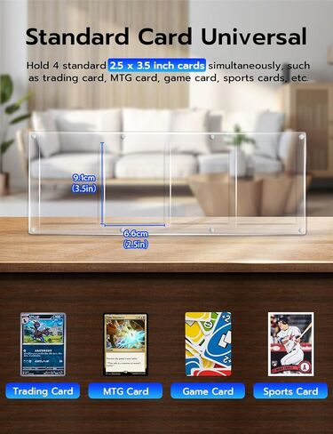 Wigearss 4 Slots 35-75PT Universal Magnetic Acrylic Game Card Case, Baseball Card Holder, Hard Acrylic Card Cases, Card Protector, Fit for Standard Card in Kuwait