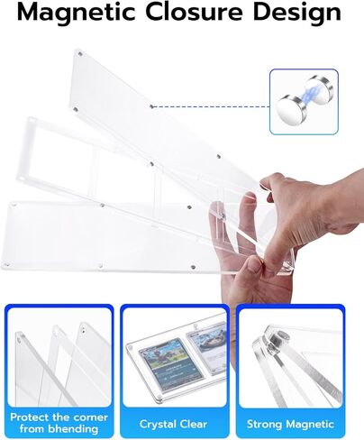 Wigearss 4 Slots 35-75PT Universal Magnetic Acrylic Game Card Case, Baseball Card Holder, Hard Acrylic Card Cases, Card Protector, Fit for Standard Card in Kuwait