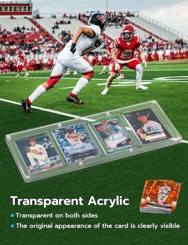 Wigearss 4 Slots 35-75PT Universal Magnetic Acrylic Game Card Case, Baseball Card Holder, Hard Acrylic Card Cases, Card Protector, Fit for Standard Card in Kuwait