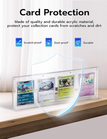 Wigearss 4 Slots 35-75PT Universal Magnetic Acrylic Game Card Case, Baseball Card Holder, Hard Acrylic Card Cases, Card Protector, Fit for Standard Card in Kuwait