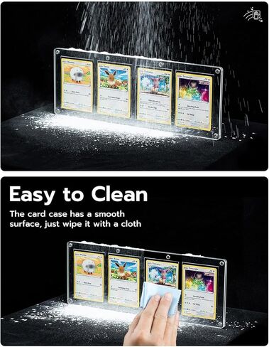 Wigearss 4 Slots 35-75PT Universal Magnetic Acrylic Game Card Case, Baseball Card Holder, Hard Acrylic Card Cases, Card Protector, Fit for Standard Card in Kuwait