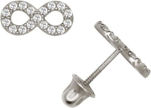 JewelryWeb Solid 14k Gold Simulated Diamond CZ Infinity Screw Back Stud Earrings (8mm x 4mm) in Saudi Arabia