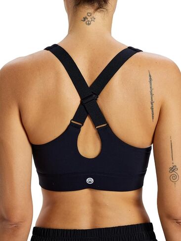 Adjustable Straps Cross Back Sports Bra for Women Medium Support Training V-Neck Fast-Drying A-D Cups Workout Top in Kuwait