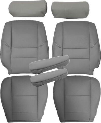 FZJDSD غطاء مقعد أمامي وسفلي من الجلد المصنوع من الألياف الدقيقة باللون البني وغطاء مسند الذراع وغطاء مسند الرأس متوافق مع Toyota Tundra 2000-2004 Toyota Sequoia 2000-2007 in Saudi Arabia