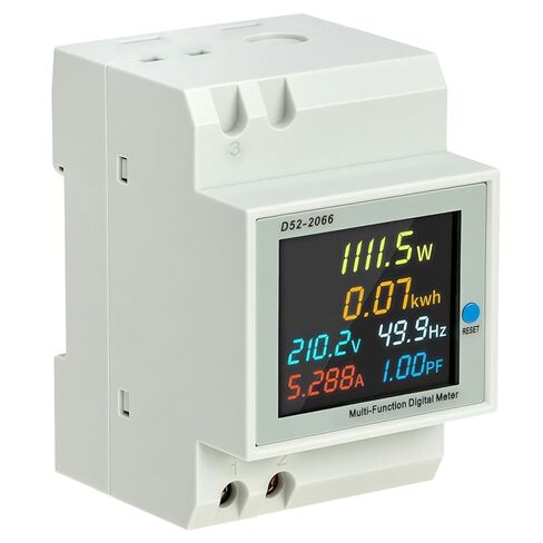 QWORK Digital DIN Rail AC Power Meter 40-300V 100A 6-in-1 Monitor – HD Color LCD Display for Energy Voltage Current & Wattage – Ideal for Home Distribution Box Solar Inverter & RV in Saudi Arabia