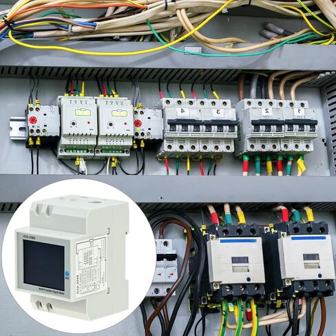 QWORK Digital DIN Rail AC Power Meter 40-300V 100A 6-in-1 Monitor – HD Color LCD Display for Energy Voltage Current & Wattage – Ideal for Home Distribution Box Solar Inverter & RV in Saudi Arabia