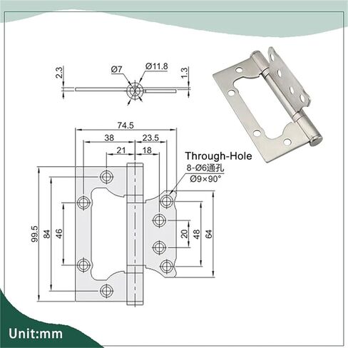 Door Hinge Made of 304 Stainless Steel 1Pcs in Saudi Arabia