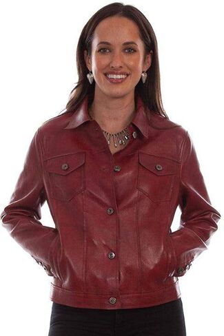 SCULLY Cognac Leather Womens Jean Jacket L1031 in Saudi Arabia