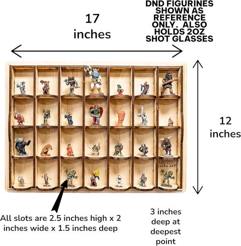 Hip Flask Plus 28 Slot Miniature Display Kit for Collectibles (Assembly Required) - 17x12 Inches Raw Wood in Saudi Arabia