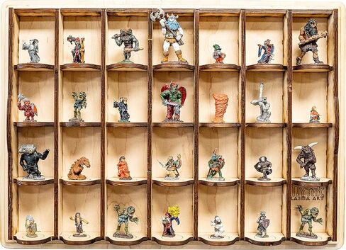 Hip Flask Plus 28 Slot Miniature Display Kit for Collectibles (Assembly Required) - 17x12 Inches Raw Wood in Saudi Arabia