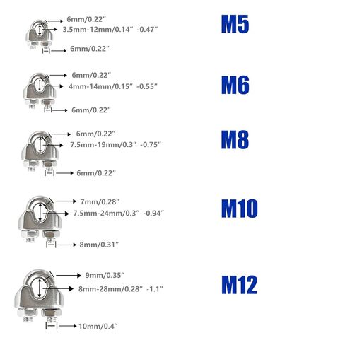 PIUM Stainless Steel Cable Clamps, Wire Rope Clips 3/8 Inch 12pcs with M10 Stainless Steel Thimble 12pcs, Heavy-Duty Cable Clamps are Best Partner with Your 3/8" Wire Rope in Saudi Arabia