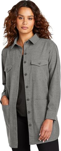 Women's Long Sleeve Twill Overshirt | Women's Long Sleeve Shacket with Pockets, Button Up Overshirt Jacket in Saudi Arabia