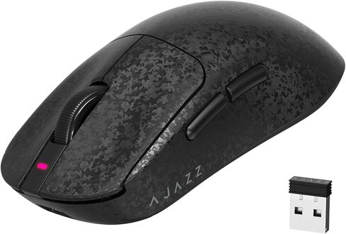 Ajazz AJ199 Wireless Gaming Mouse Ultra-Lightweight 55g Tri-Mode Connection 24000 DPI PAW3311 Sensor Carbon Fiber Shell 500mAh Battery 1K Polling Rate Durable & Anti-Slip Design Black in Saudi Arabia