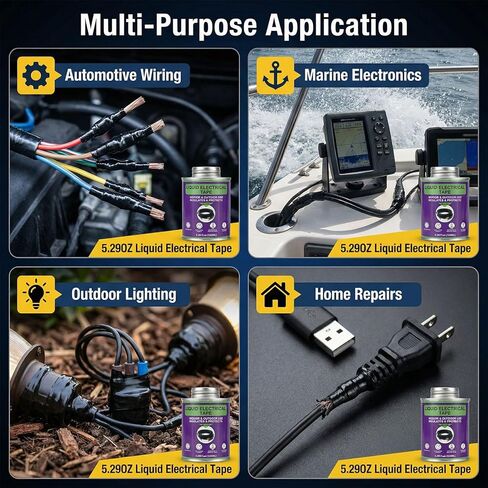 Liquid Electrical Tape, 5.29 Ounces, Black, Waterproof, UV Resistant, with Built-in Brush, for Marine Automotive Household in Kuwait