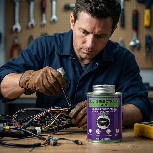 Liquid Electrical Tape, 5.29 Ounces, Black, Waterproof, UV Resistant, with Built-in Brush, for Marine Automotive Household in Kuwait