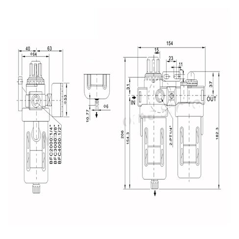 BFC2000 1/4" 3000 3/8" 4000 1/2" Filter Element Copper Oil-Water Separator Filter Element air Source Processor Pressure reducing Valve(BFC 3000) in Saudi Arabia