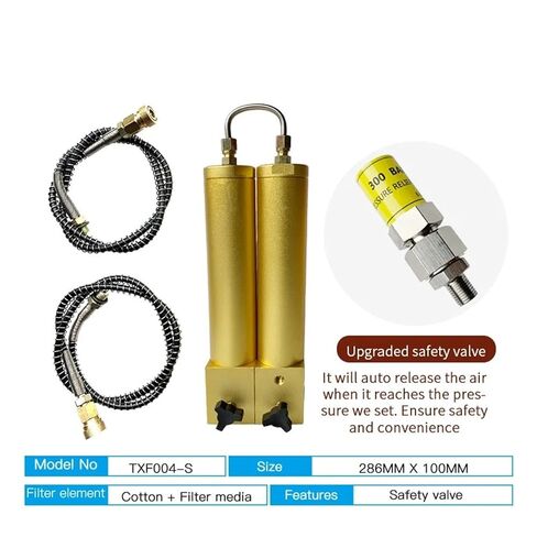 4500Psi air Compressor Filter Oil Water Filter Separator Double Filter with Safety Valve Activated Carbon Mixed Filter(L286mm Safety Valve) in Kuwait