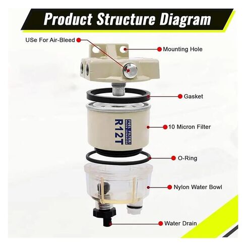 R12T Fuel Water Separator Turbo Engine Filter NPT ZG1/4-19 for 140R 120AT S3240 NPT ZG1/4-19 R12S R12P in Kuwait