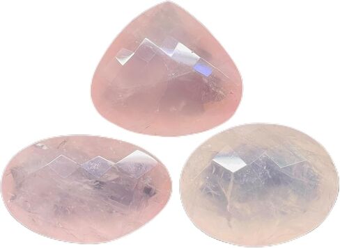 3 Pcs Natural Rose Quartz 37-43mm Mix Cut Faceted Loose Untreated Gemstones Lot in Saudi Arabia