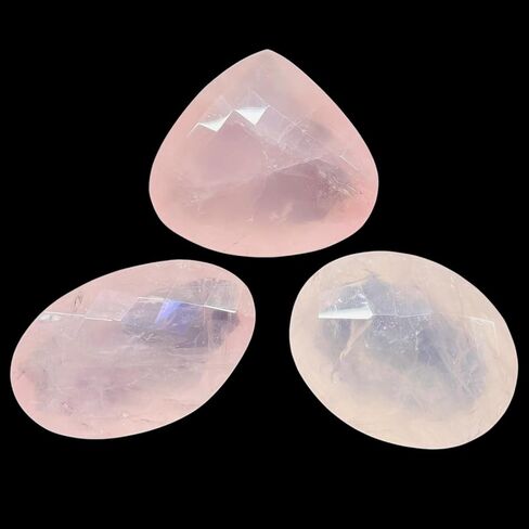 3 Pcs Natural Rose Quartz 37-43mm Mix Cut Faceted Loose Untreated Gemstones Lot in Saudi Arabia