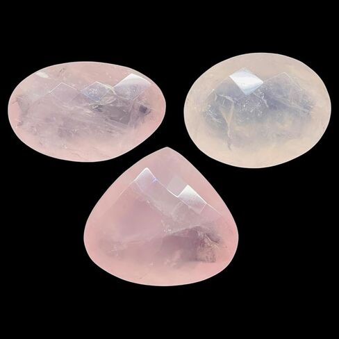 3 Pcs Natural Rose Quartz 37-43mm Mix Cut Faceted Loose Untreated Gemstones Lot in Saudi Arabia