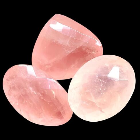 3 Pcs Natural Rose Quartz 37-43mm Mix Cut Faceted Loose Untreated Gemstones Lot in Saudi Arabia