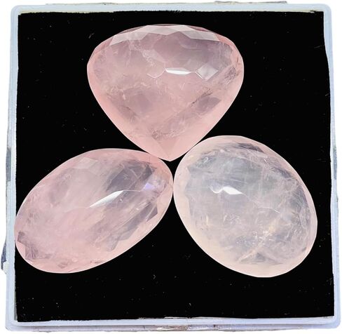 3 Pcs Natural Rose Quartz 37-43mm Mix Cut Faceted Loose Untreated Gemstones Lot in Saudi Arabia
