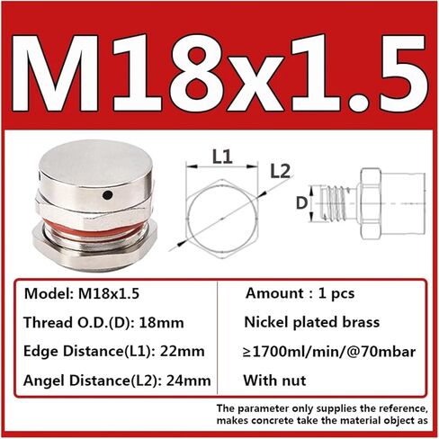 Waterproof Air Vent Valves 1PCS With Nut Metal Waterproof Vent Plug M5-M20 Nickel Plated Brass Screw(M18X1.5) in Saudi Arabia