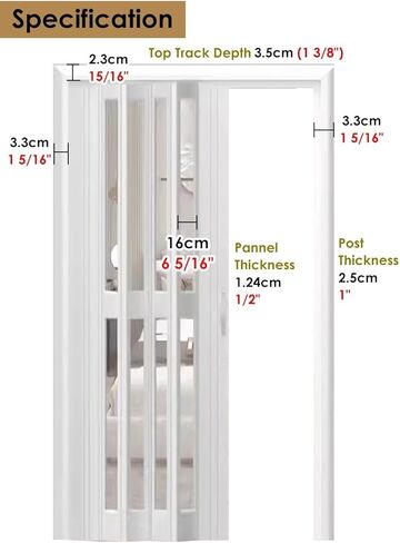 Folding Door,Pet-Proof Accordion Folding Door Partition - Concertina Room Dividers for Patio, Bathroom & Laundry - Sliding Door Screen with Handle (75x80in / 190.5x203cm) in Saudi Arabia