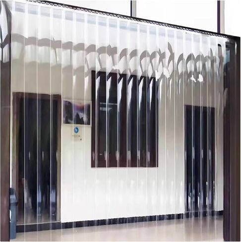 ستارة باب بشريط فينيل شفاف - مصاريع بلاستيكية معزولة مقاومة للرياح للفريزر والمبرد - ستارة شريطية PVC مقاس 64.96x102.3 بوصة للاستخدام في المنزل والمول والمستودعات in Saudi Arabia