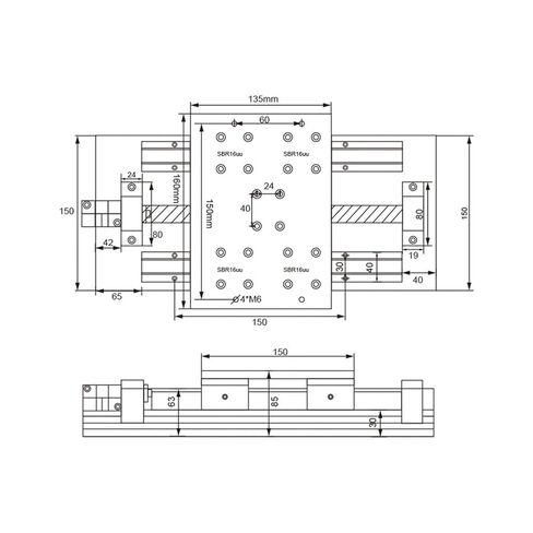 XYZ axis Linear Slide Platform Sfu1610 name34 Ball Screw + R16 Guide Rail(100MM Effective) in Saudi Arabia